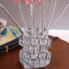 20.75" H 3 G4 LED ALUMINUM 4 RED ROSES 6 PETAL FLORAL 2 RED/SILVER FLOWER BUD ON A 4 SQUARED MODERN HEZAGONA CHROME VASE TABLE LAMP - Image 5