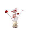 20.75" H 3 G4 LED ALUMINUM 4 RED ROSES 6 PETAL FLORAL 2 RED/SILVER FLOWER BUD ON A 4 SQUARED MODERN HEZAGONA CHROME VASE TABLE LAMP - Image 2