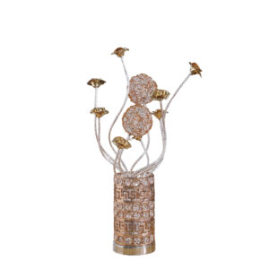 21.5"H 3 G4 LED ALUMINUM GOLDEN ROSE COPPER/SILVER WIRE BUD FLOWER BUD TABLE LAMP