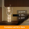 21.5"H 3 G4 LED ALUMINUM GOLDEN ROSE COPPER/SILVER WIRE BUD FLOWER BUD TABLE LAMP - Image 9