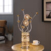 21.5"H 3 G4 LED ALUMINUM GOLDEN ROSE COPPER/SILVER WIRE BUD FLOWER BUD TABLE LAMP - Image 4