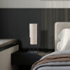 22" H MODERN UPRIGHT BEIGE LINEN DRUM BLACK METAL TABLE LAMP - Image 5