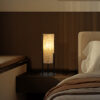 22" H MODERN UPRIGHT BEIGE LINEN DRUM BLACK METAL TABLE LAMP - Image 6