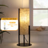 22" H MODERN UPRIGHT BEIGE LINEN DRUM BLACK METAL TABLE LAMP - Image 8
