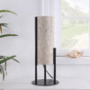 22" H MODERN UPRIGHT BEIGE LINEN DRUM BLACK METAL TABLE LAMP - Image 3