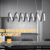 23"L x 6"H SPIRAL LOOP ALUMINUM INTEGRATED 14 W LED W/ ADJUSTABLE 47" - 12" SUSPENSION WIRE MODERN CEILING PENDANT - Image 8